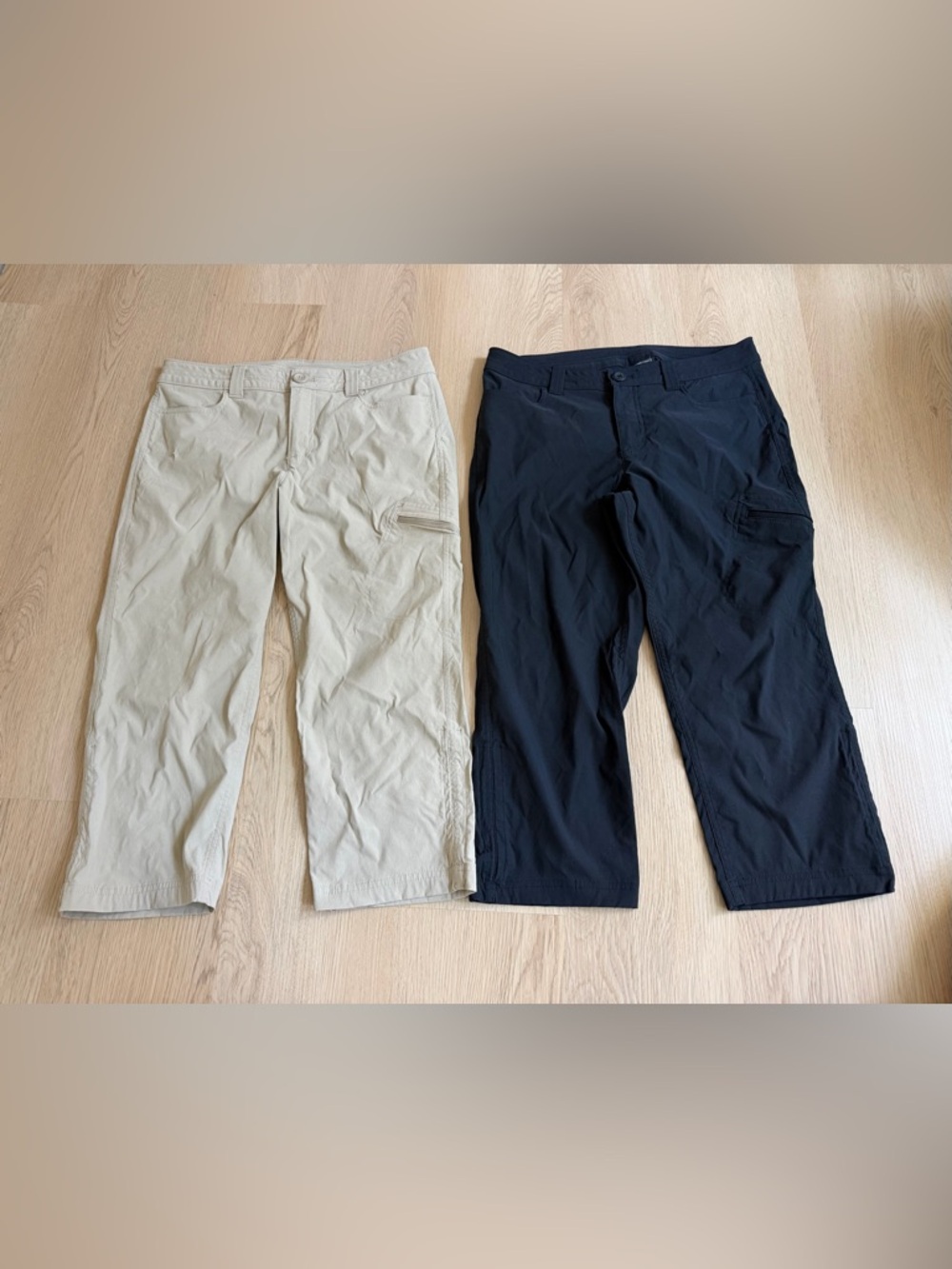 Lot Of 2 Eddie Bauer Capri Pants Women’s Sz 8 Beige & Black